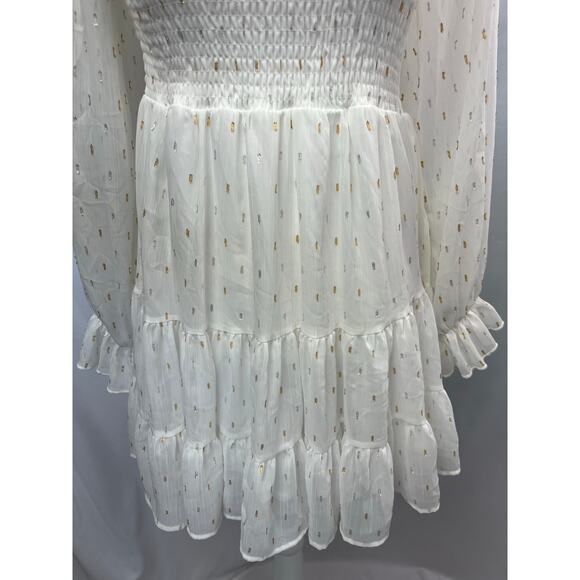 Altar'd State Women's White with
Gold and Silver Clip Chiffon Dress - Picture 8 of 8